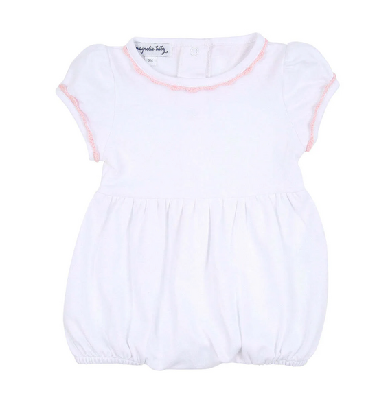 Baby Joy Embroidered S/S Bubble - Pink