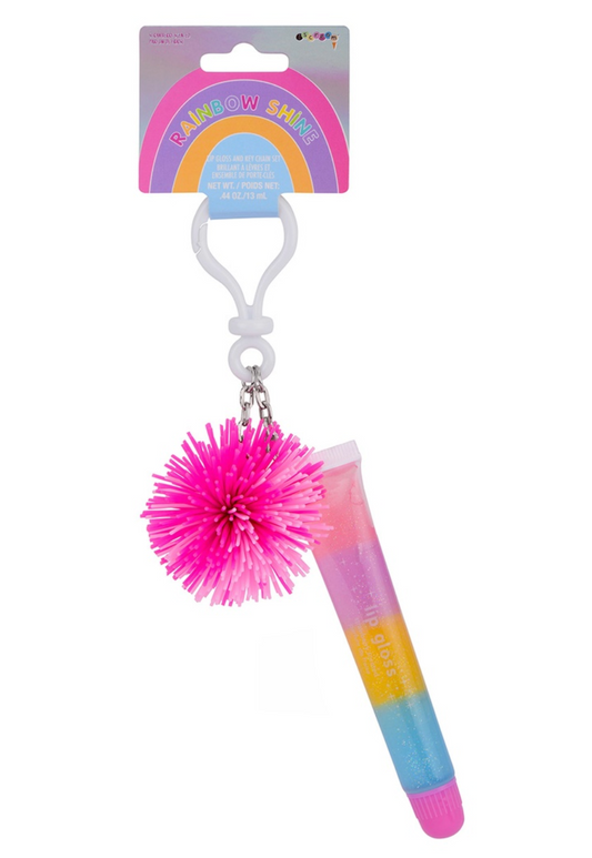 Rainbow Shine Lip Gloss Keychain