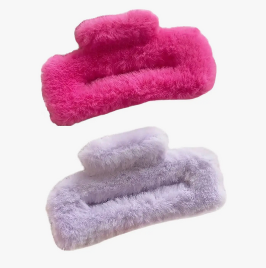 Furry Fuzzy Large Hair Claw Clips