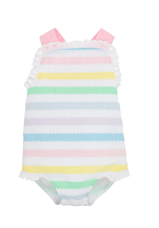 Sisi Sunsuit Wellington Wiggle Stripe With Pier Party Pink