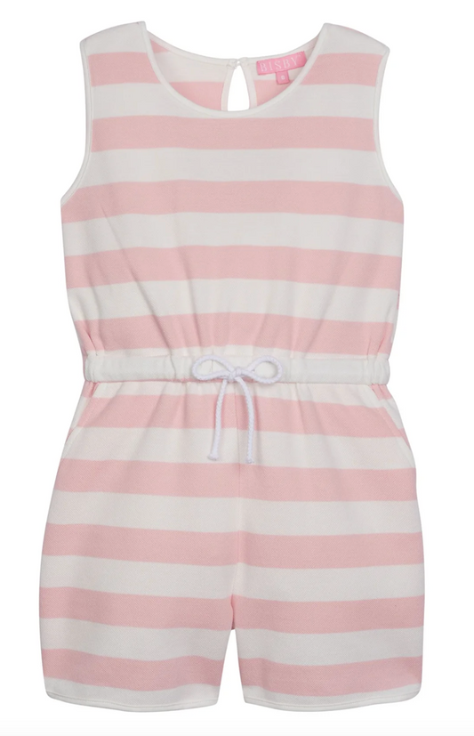 Pink and White Stripe Rugby Romper