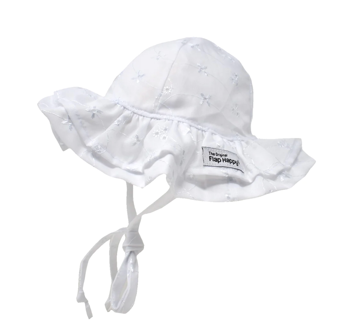 White Eyelet UPF 50+ Double Ruffle Hat