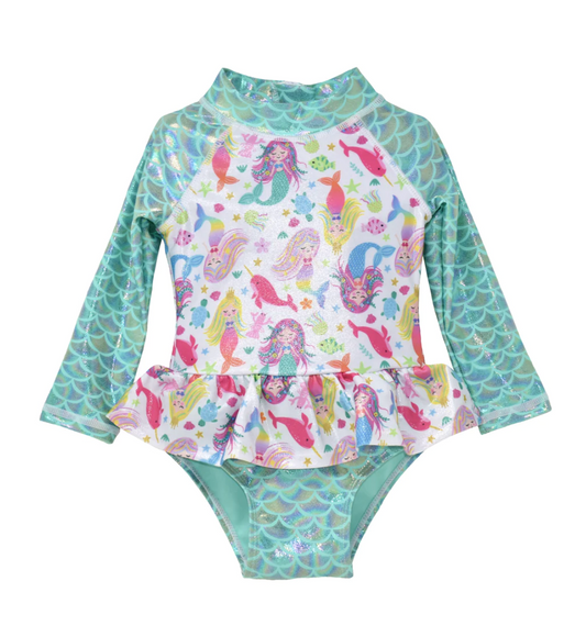 UPF 50+ Alissa Infant Ruffle Rash Guard Swimsuit
