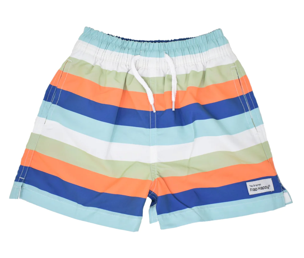 Venice Stripe UPF 50+ Wesley Swim Trunks with Mesh Liner