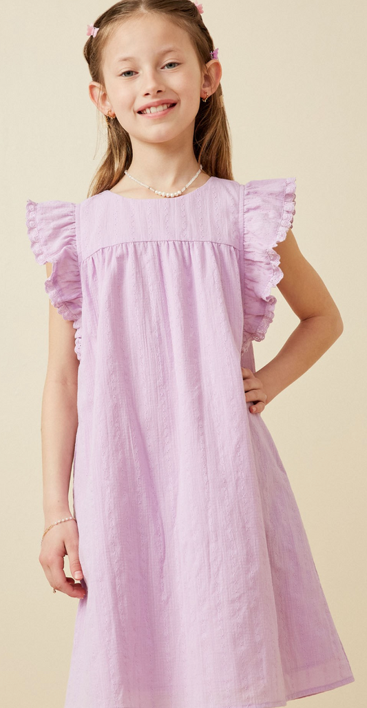 Lavender Flutter Sleeve Dress