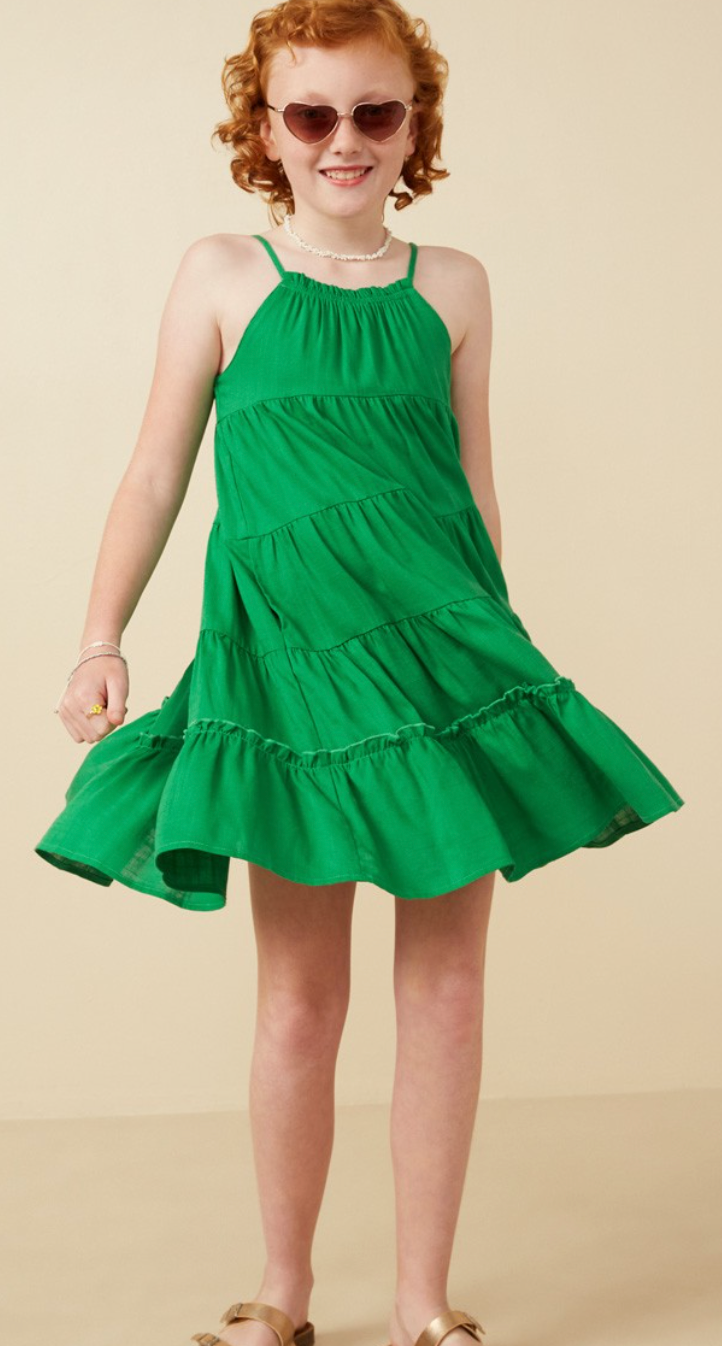 Tiered Ruffle Seamed Cami Dress