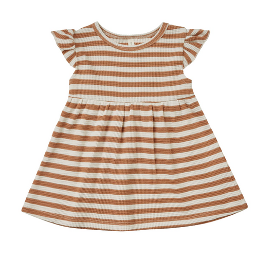 flutter sleeve dress || clay stripe