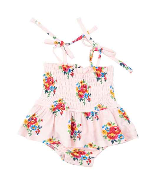 Pretty Bouquet Smocked Bubble with Skirt