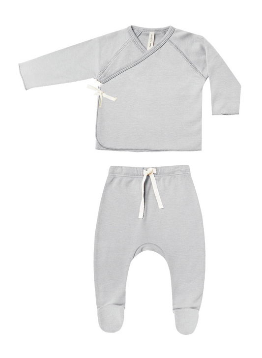 wrap top + footed pant set || cloud