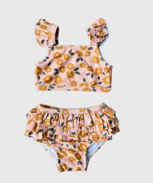 Gold Floral Tankini Swimsuit