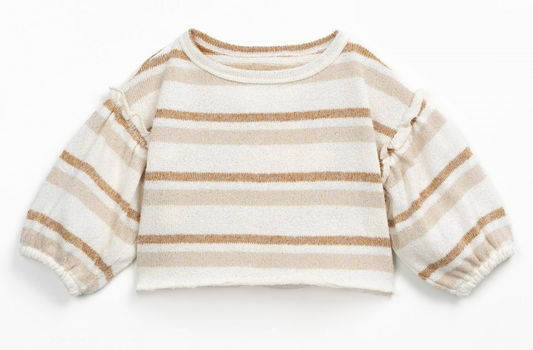 Tan Stripe Jersey Stitch Sweater