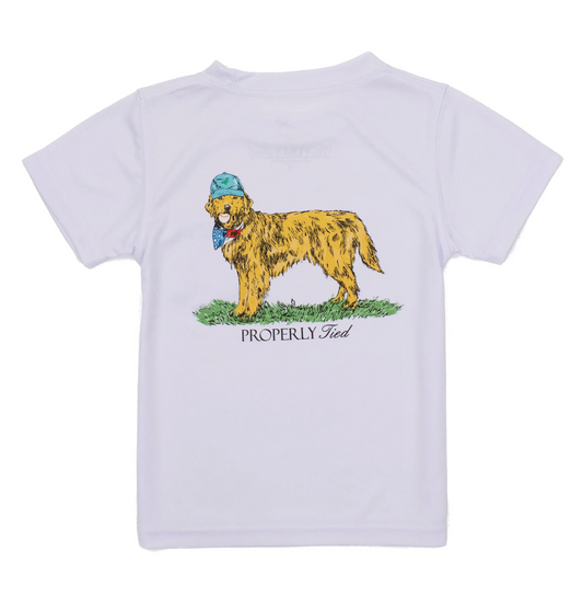 American Pup White Boys Performance SS Tee