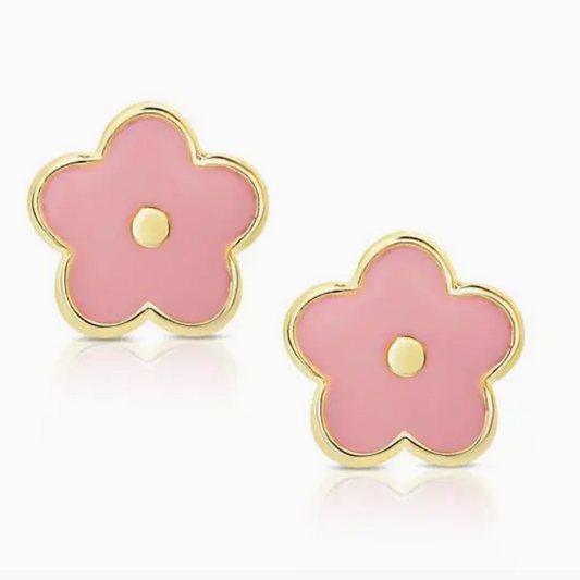 Pink Stud Flower Earrings