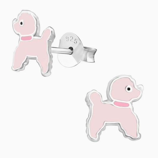 Pink Poodle Stud Earrings