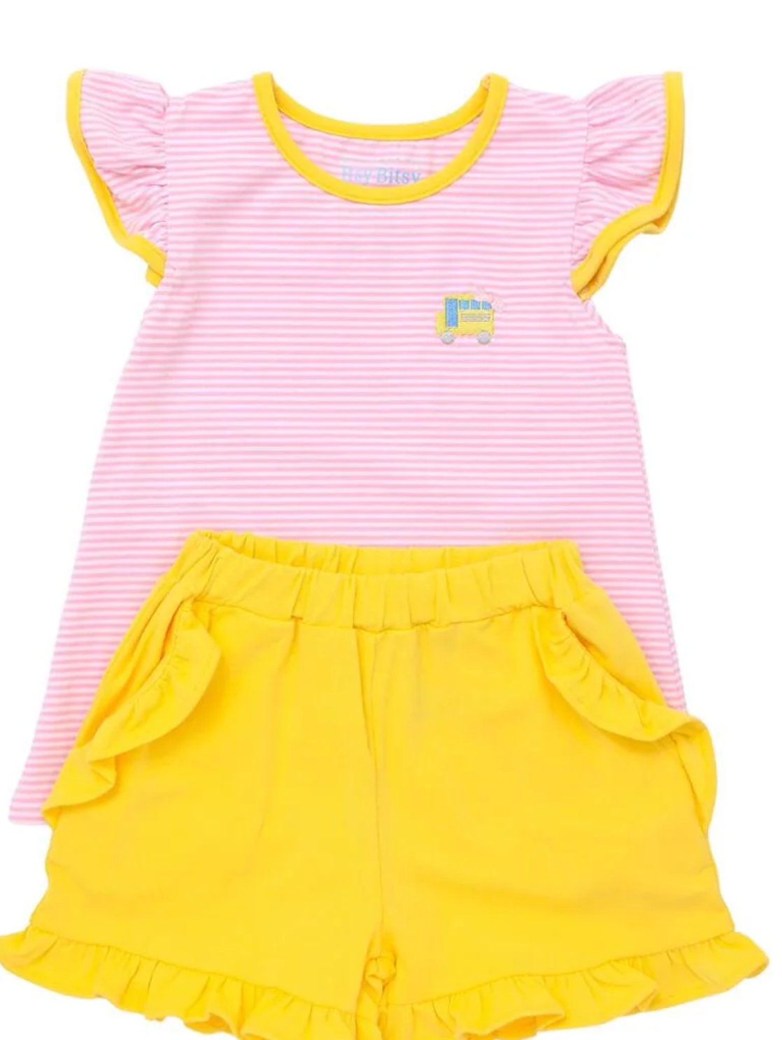 School Bus Ruffle Short Set