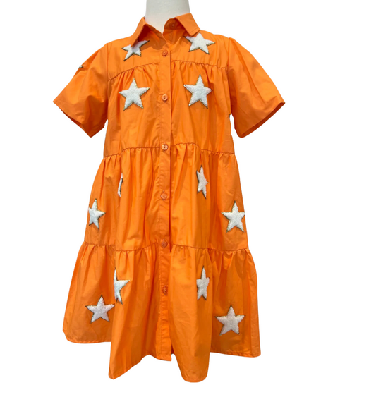 Orange and White Star Dress
