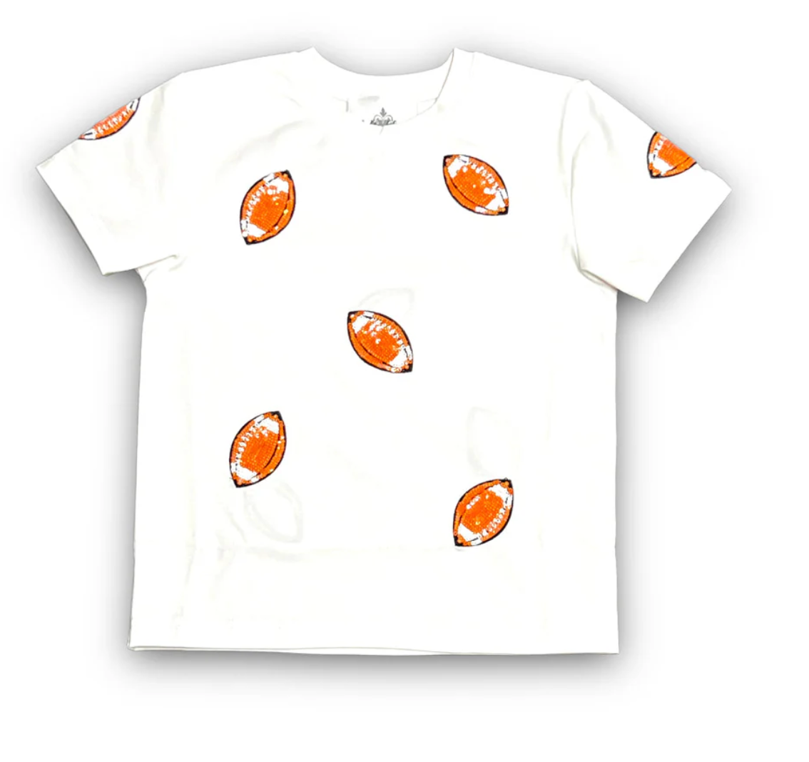 Orange Football Sequin Tee