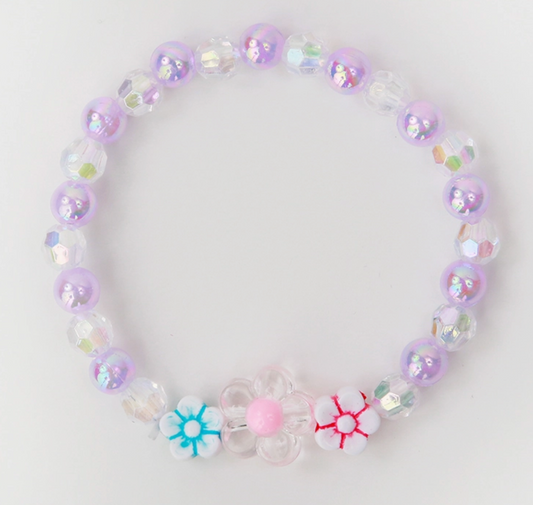 Clear Purple Flower Bracelet