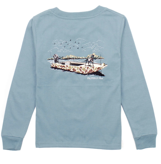 Boys Boat Ride LS Steel Blue