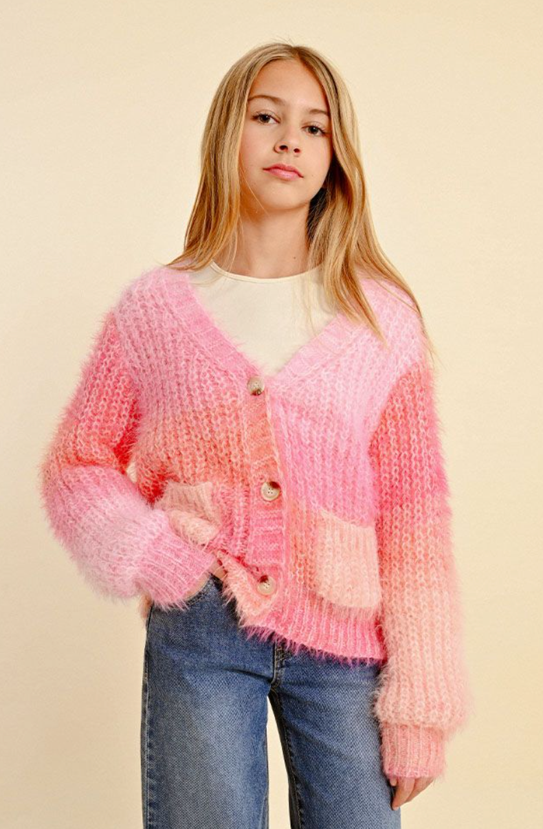 Girls Pink Knitted Cardigan