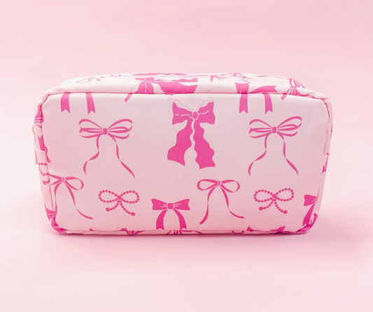 Pink Bow Zippered Bag