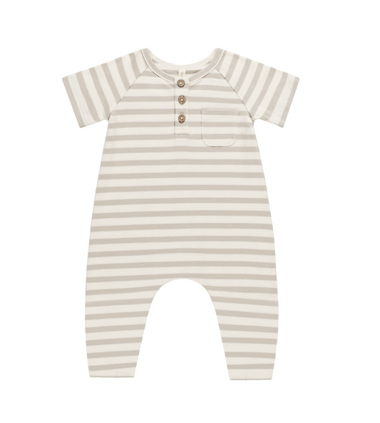 Grey Stripe Short Sleeve Jumpsuit