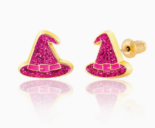 Glitter Witch Hat Studs