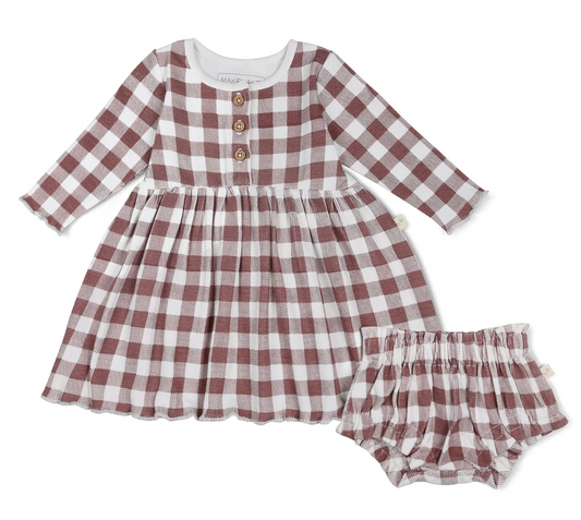 Plum Gingham Organic Twirl Dress