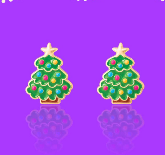 Happy Christmas Tree Studs