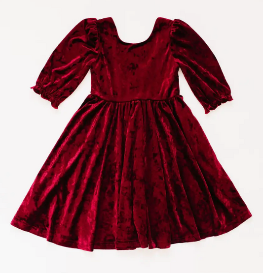 Pippa Dress in Crushed Cranberry Velvet