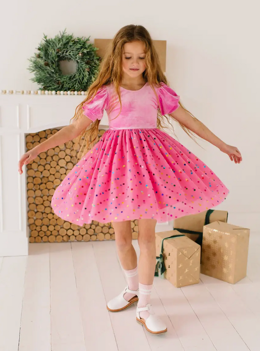 Diana Dress in Bubblegum Confetti