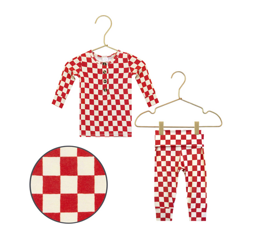 Red Check Top + Bottom Set