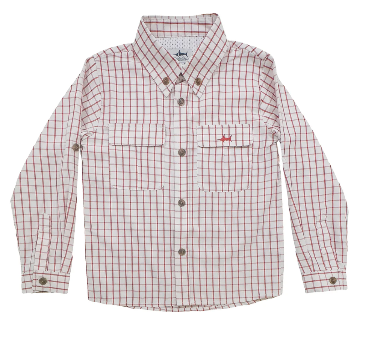 Red and White Plaid Flagler Fishing Shirt