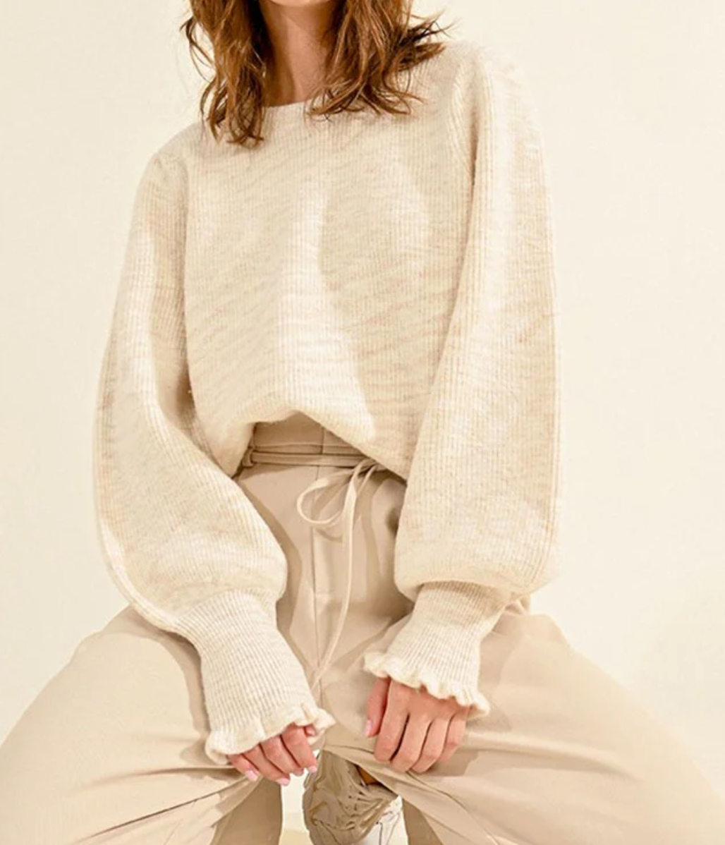 Oversized Cream Sweater with Cuffs