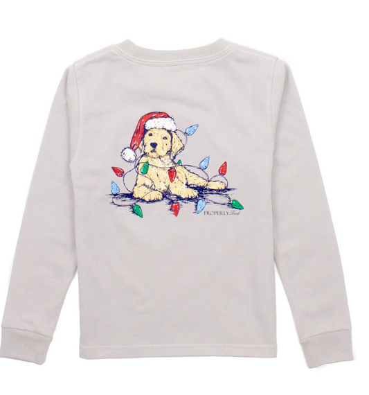 Boys Santa Paws LS Ice Grey