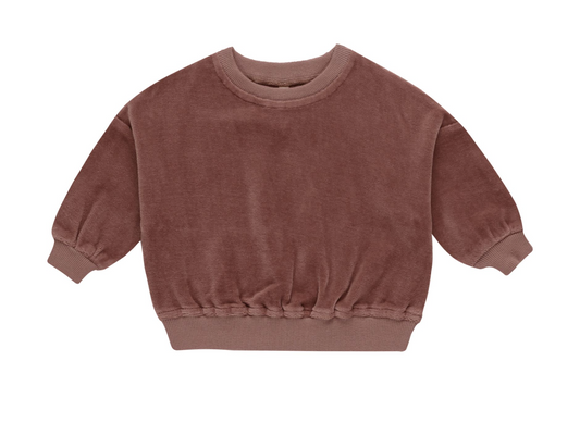 Velour Relaxed Sweatshirt Cranberry