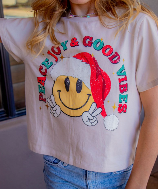 Peace Joy and Good Vibes Graphic Tee