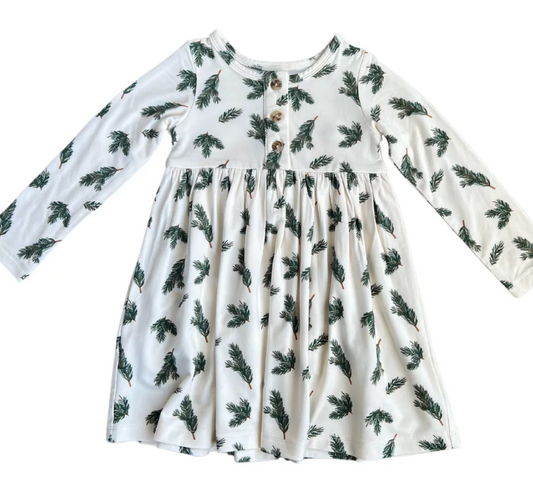 Pine Leaves Henley Dress