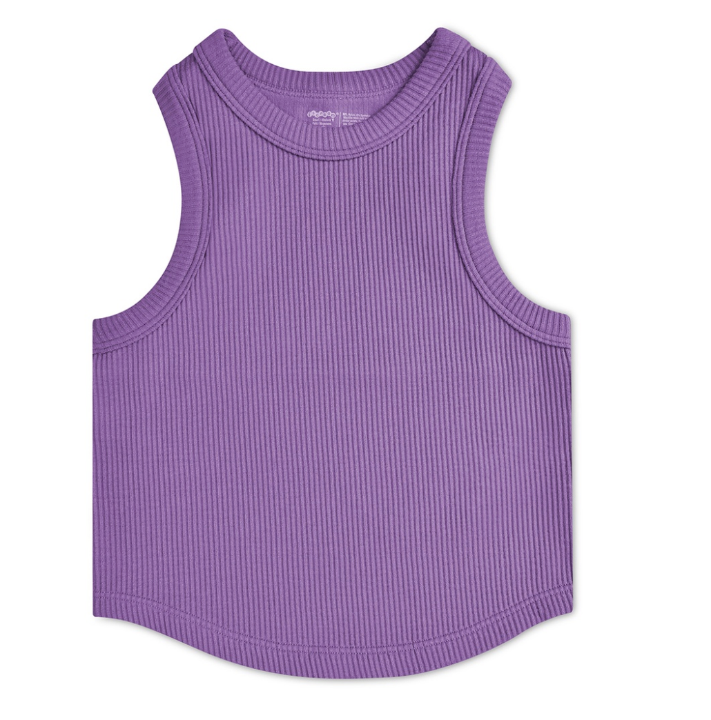 Purple Cropped Ribbed Tank