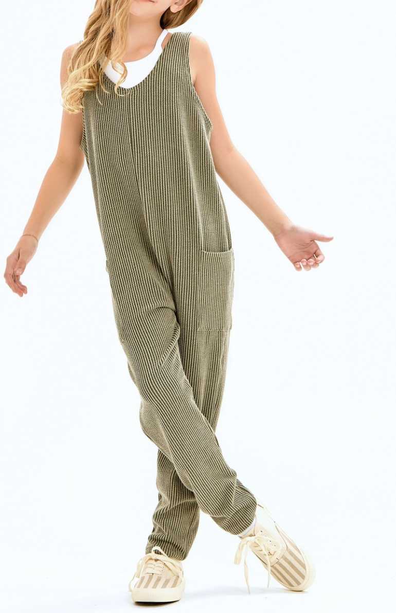 Olive Rib Jumpsuit