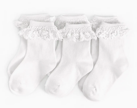 White Lace Midi Sock 3-Pack