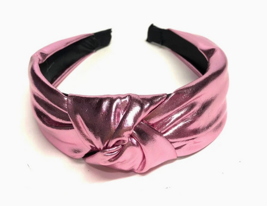 Pink Metallic Knotted Headband