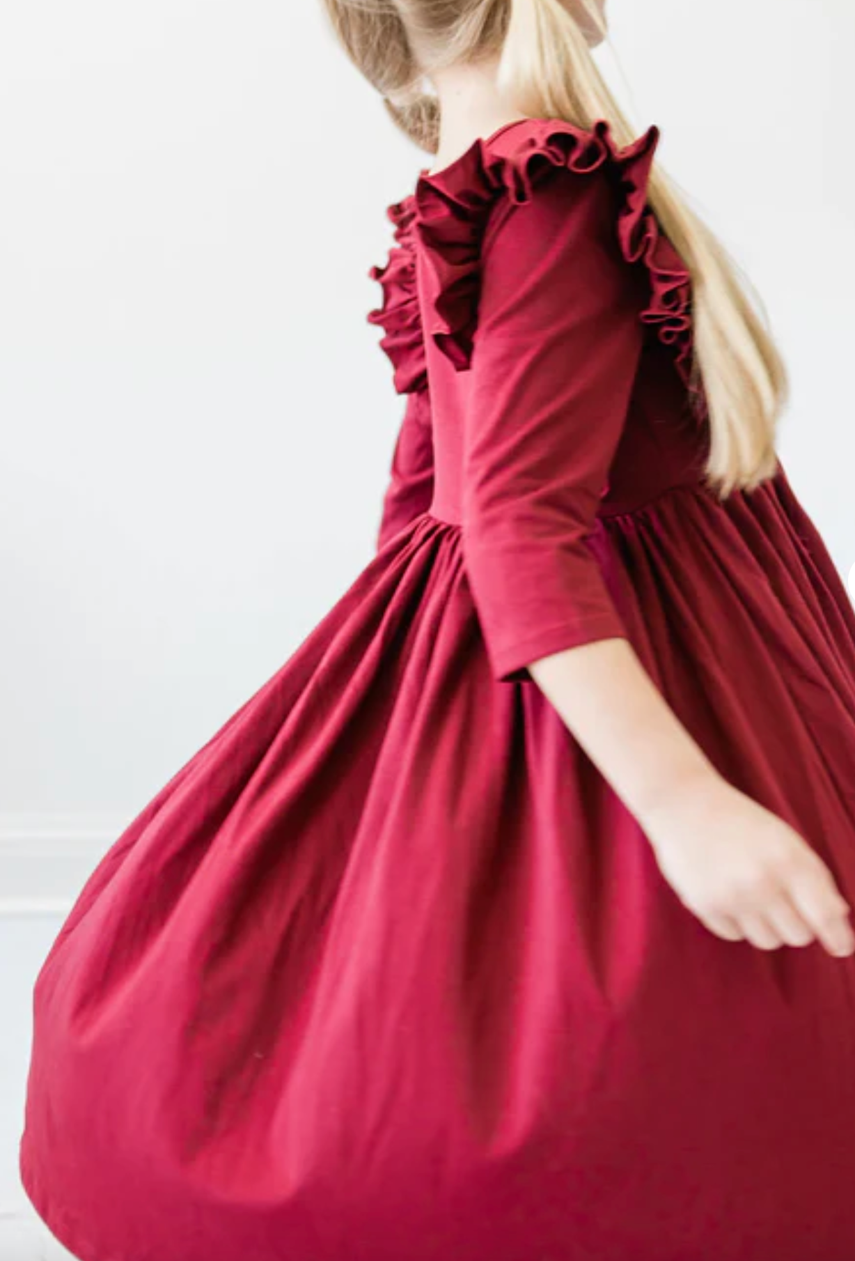 Burgundy Ruffle Twirl Dress