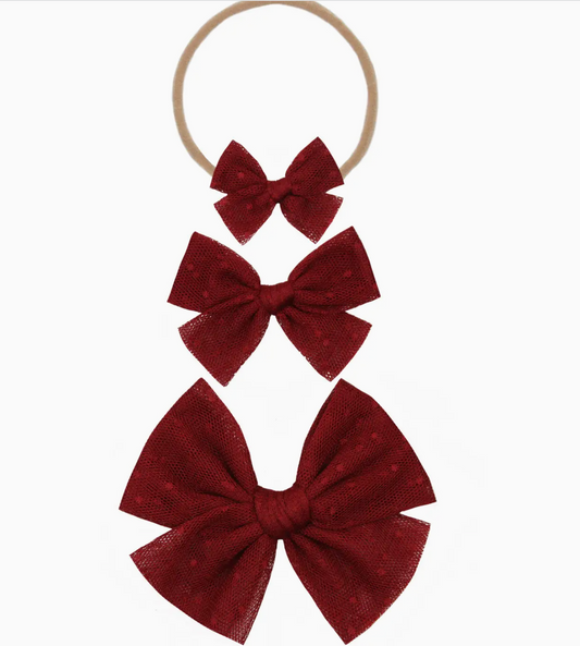 Tulle - Red Dot Bow Headband