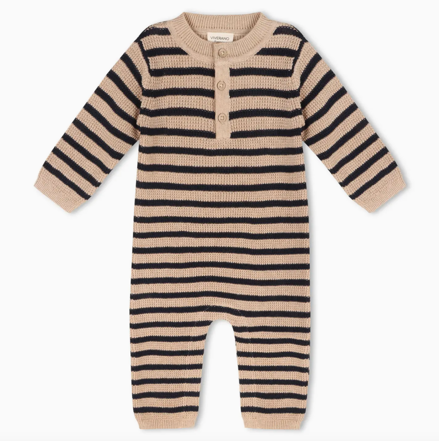 Navy Stripe Chunky Sweater Knit Jumpsuit