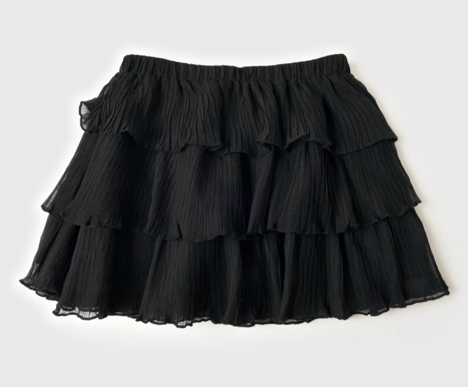 Black Ruffle Layered Skirt