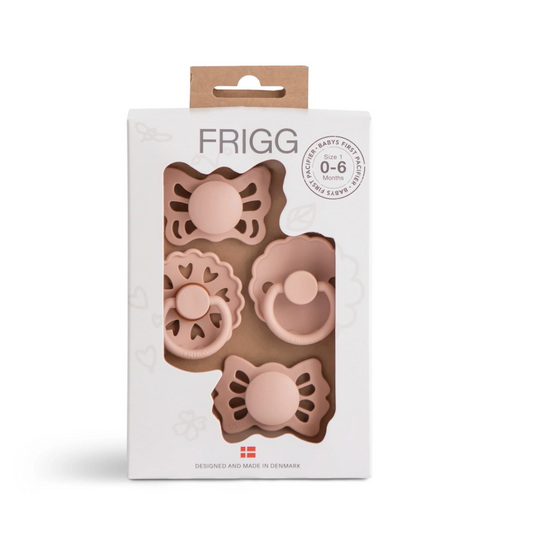 FRIGG Baby's First Pacifier Floral Heart 4 Pack- Blush