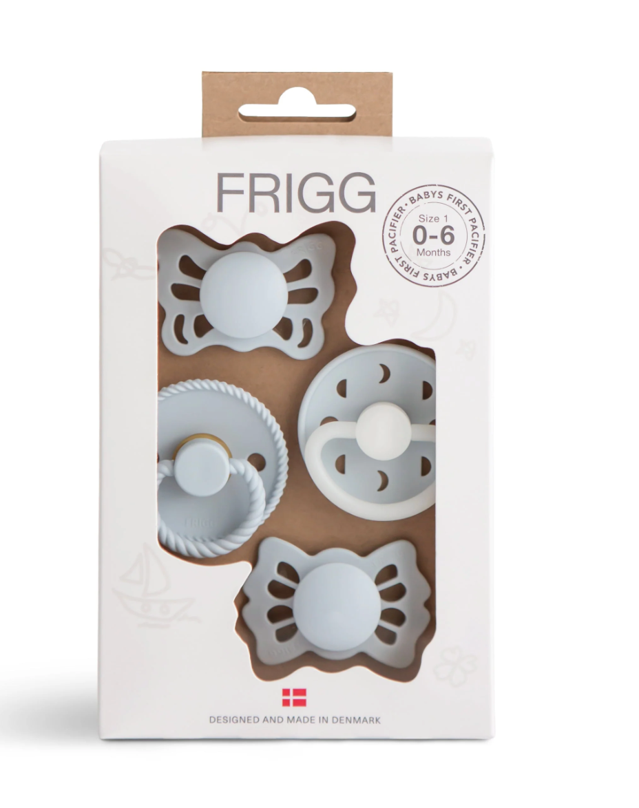 FRIGG Baby's First PacifierMoonlight Sailing 4 Pack- Powder Blue