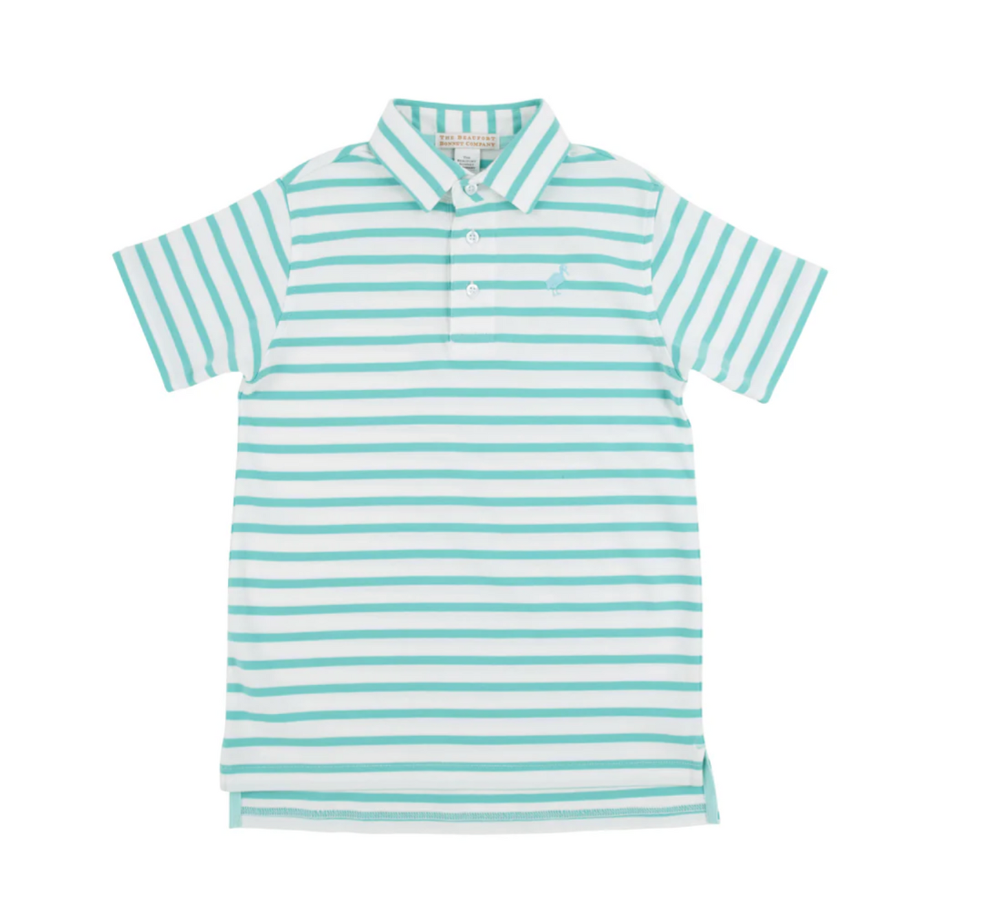 Prim & Proper Polo & Onesie Turks Teal Stripe with Edisto Egg Blue Stork