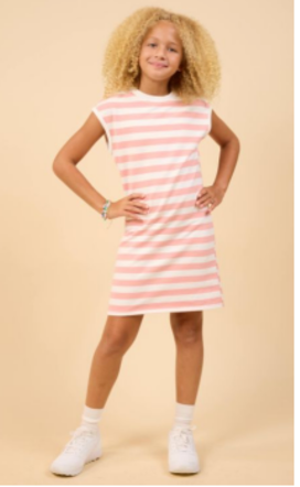 TWEEN GROWTH PINK STRIPED MINI DRESS